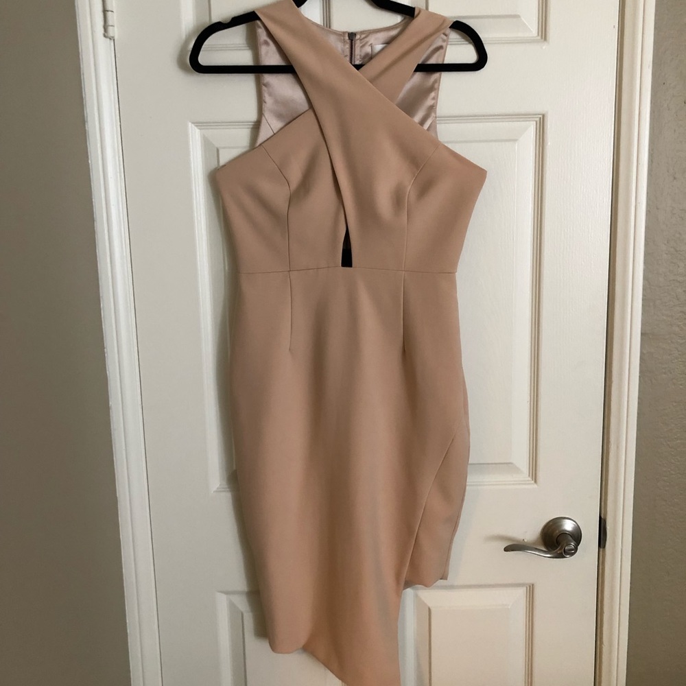 A-line tan midi dress halter